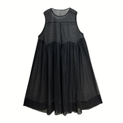 Layered Elegance: Sheer Black Gothic-Inspired Overlay Dress-SimpleModerne