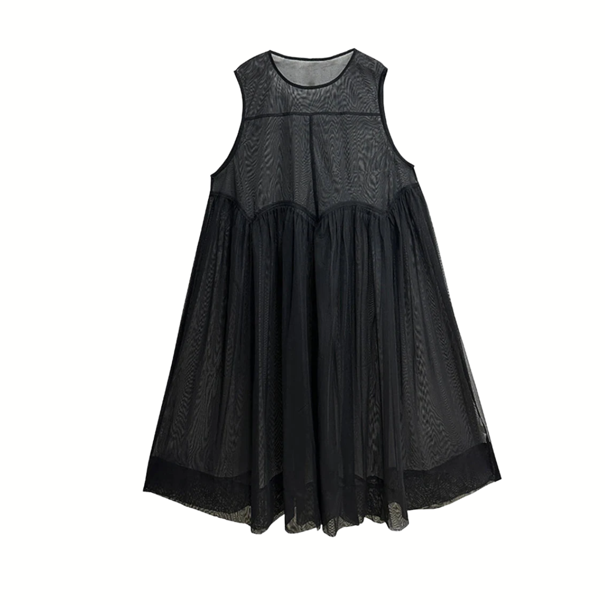 Layered Elegance: Sheer Black Gothic-Inspired Overlay Dress-SimpleModerne