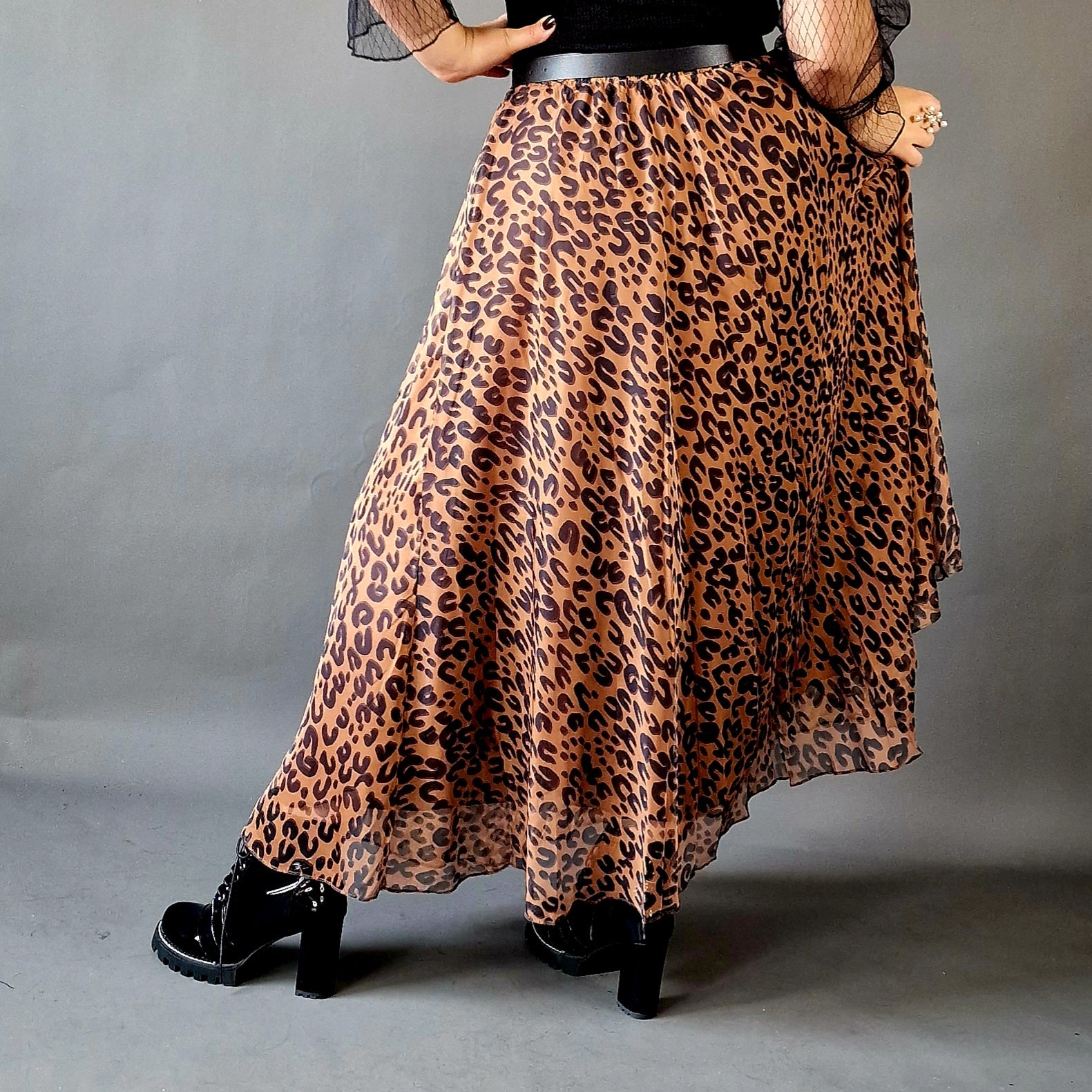 Leopard print maxi skirt vintage sale