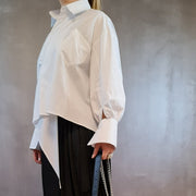 Asignete Korean Style Asymmetrical Cut Shirt-SimpleModerne