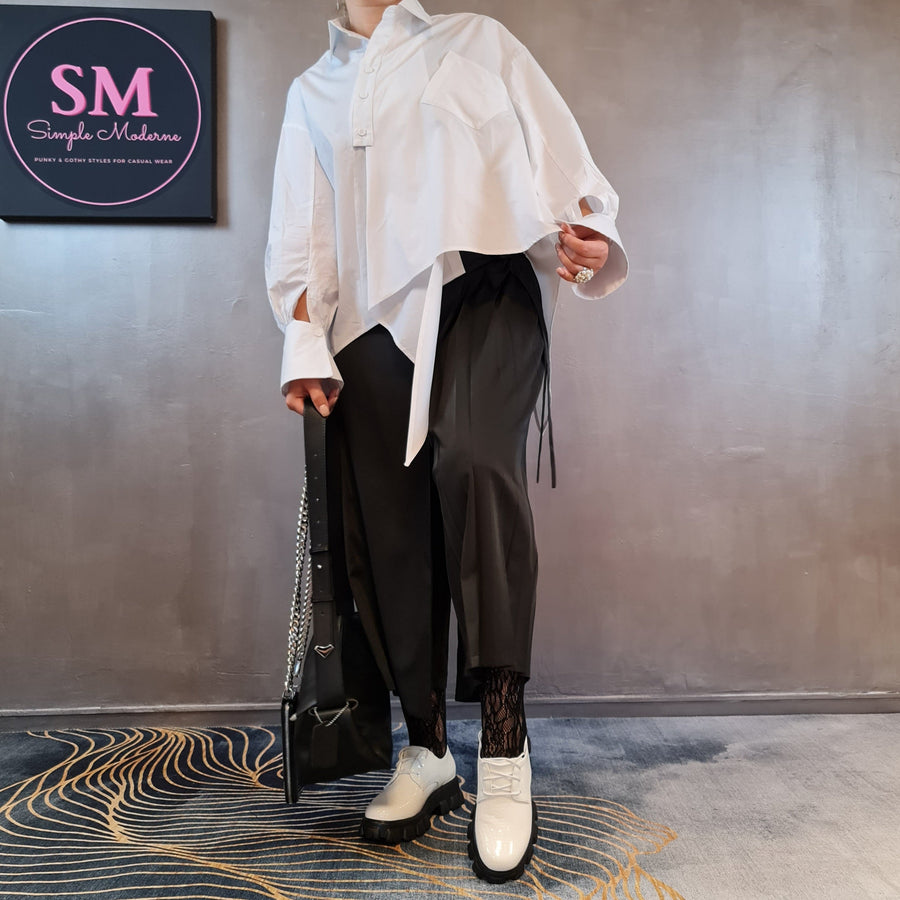 Asignete Korean Style Asymmetrical Cut Shirt-SimpleModerne