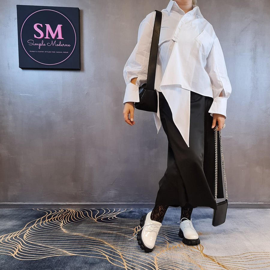 Asignete Korean Style Asymmetrical Cut Shirt-SimpleModerne