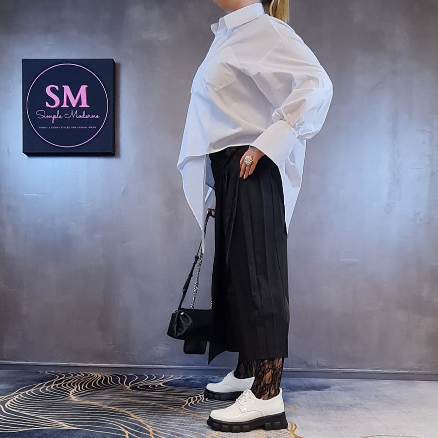 Asignete Korean Style Asymmetrical Cut Shirt-SimpleModerne