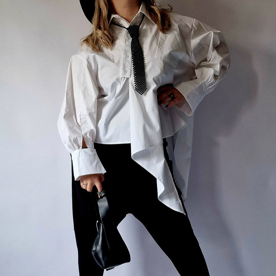 Asignete Korean Style Asymmetrical Cut Shirt-SimpleModerne