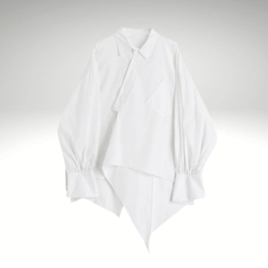 Asignete Korean Style Asymmetrical Cut Shirt-SimpleModerne