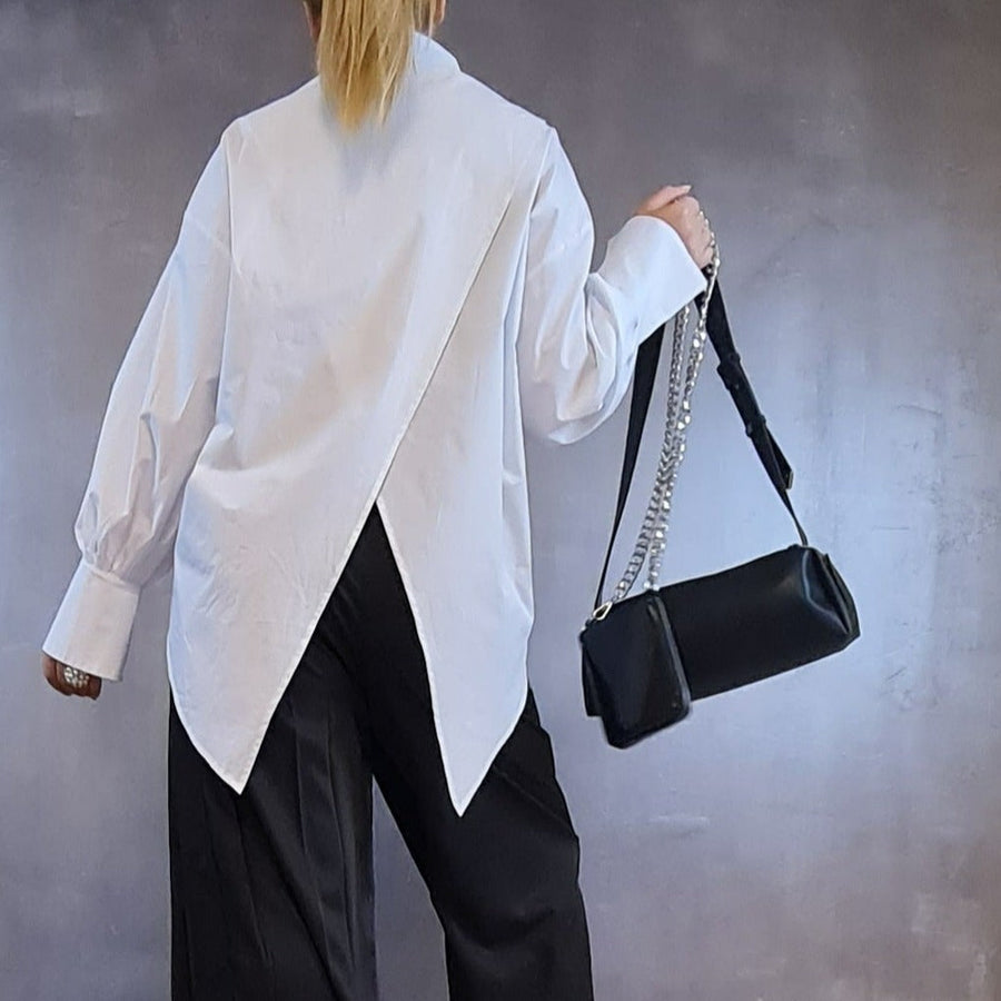 Asignete Korean Style Asymmetrical Cut Shirt-SimpleModerne