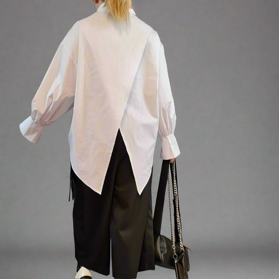 Asignete Korean Style Asymmetrical Cut Shirt-SimpleModerne