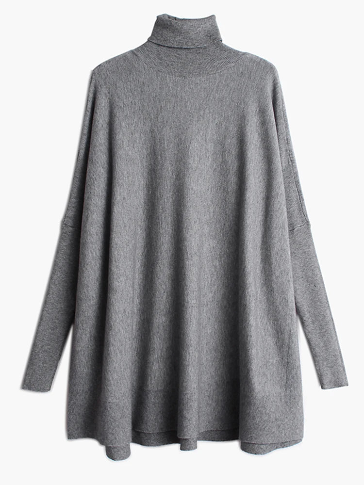 Basic Oversize Fit Gray Pullover for Office-SimpleModerne