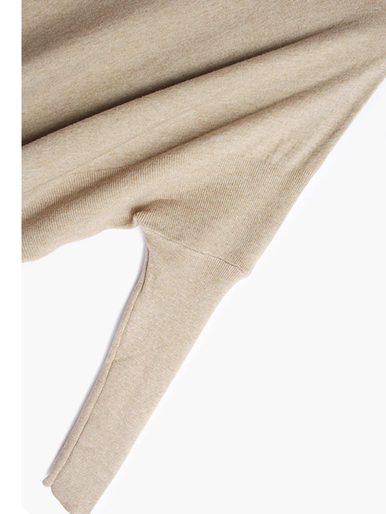 Basic Oversize Fit Khaki Pullover for Office-SimpleModerne