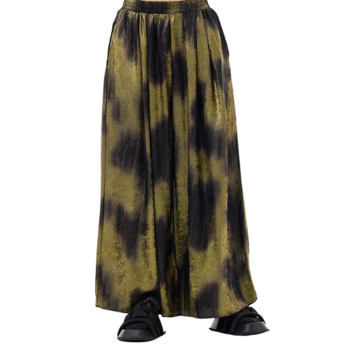 Abstract Print Wide-Leg Trousers with Elasticated Waistline-SimpleModerne
