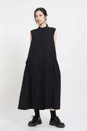 Cargo Style Sleeveless Black Dress-SimpleModerne