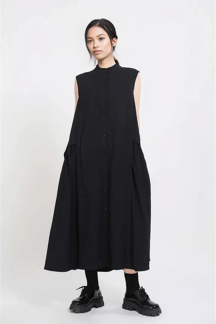 Cargo Style Sleeveless Black Dress-SimpleModerne