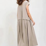 Cargo Style Sleeveless Khaki Dress-SimpleModerne