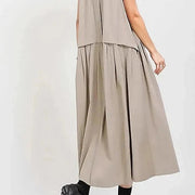 Cargo Style Sleeveless Khaki Dress-SimpleModerne