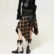 Casual Minimal Goth Asymmetrical Cut Plaid Skirt-SimpleModerne