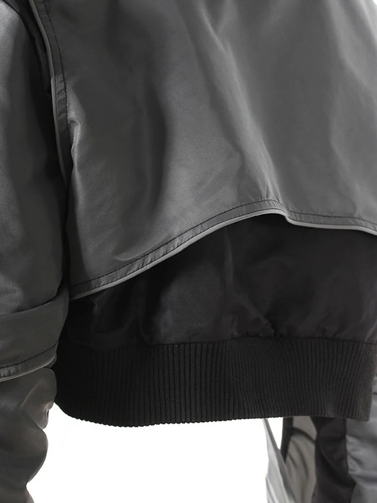 Casual Minimal Goth Bomber Jacket-SimpleModerne