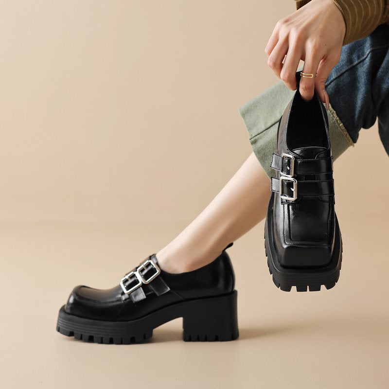 Casual Minimal Goth Chunky Black Spring Shoes-SimpleModerne