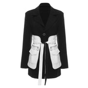 Casual Minimal Goth Contrast Blazer-SimpleModerne