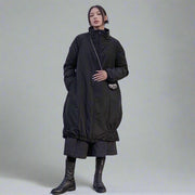 Casual Minimal Goth Cotton Padded Parka Coat-SimpleModerne