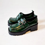 Casual Minimal Goth Dusk Green Chunky Shoes-SimpleModerne