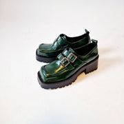 Casual Minimal Goth Dusk Green Chunky Shoes-SimpleModerne