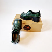 Casual Minimal Goth Dusk Green Chunky Shoes-SimpleModerne