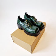 Casual Minimal Goth Dusk Green Chunky Shoes-SimpleModerne