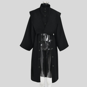 Casual Minimal Goth Irregular Design Trench Coat-SimpleModerne