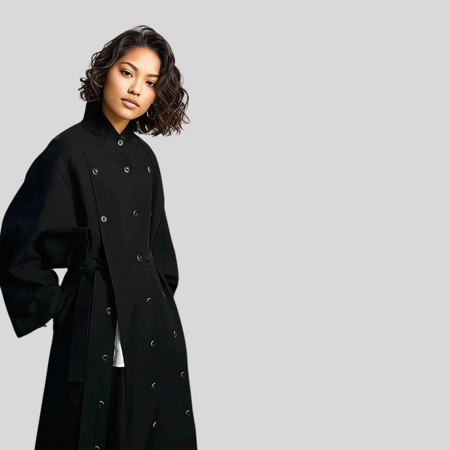 Casual Minimal Goth Irregular Design Trench Coat-SimpleModerne