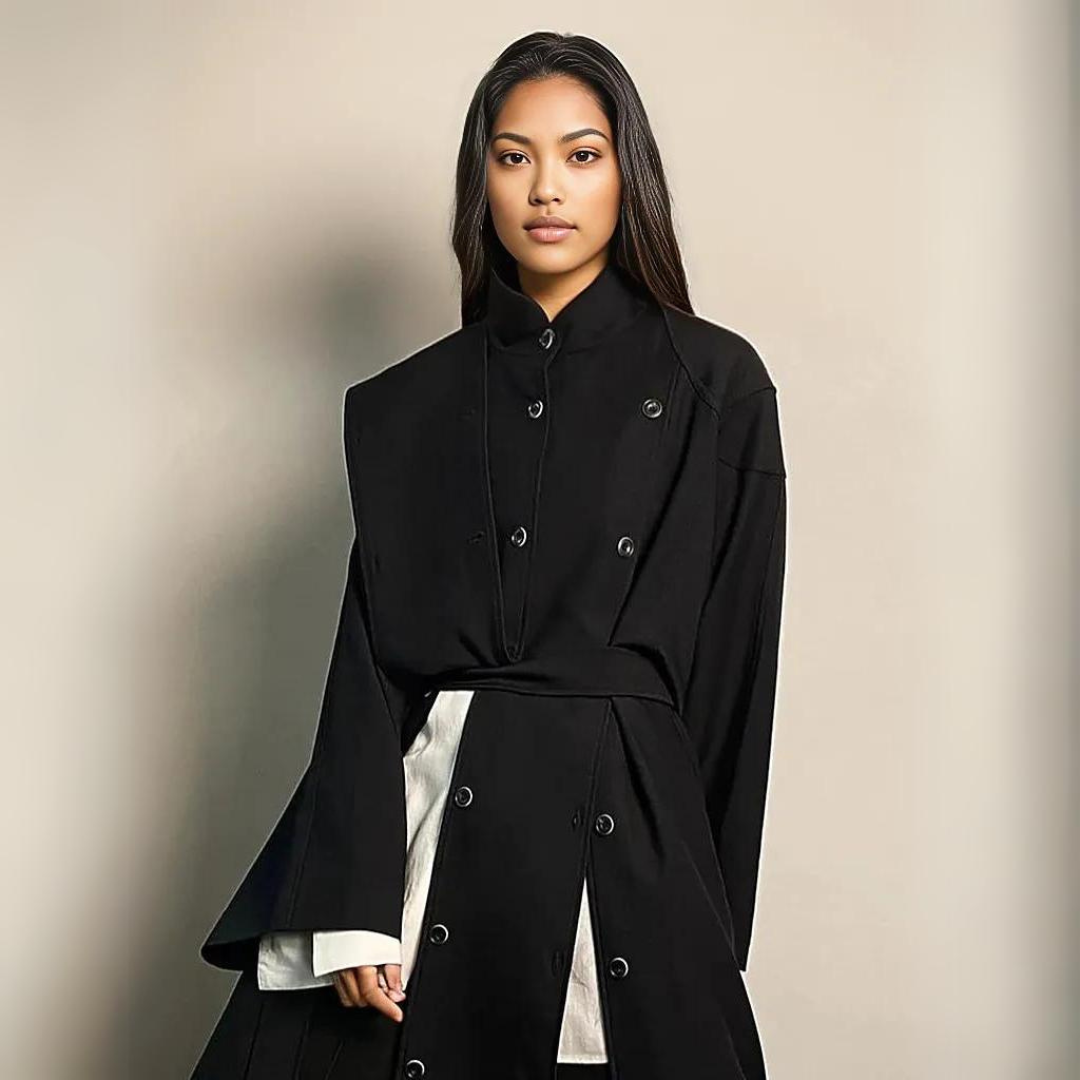 Casual Minimal Goth Irregular Design Trench Coat-SimpleModerne