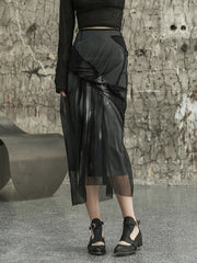 Casual Minimal Goth Irregular Design Tulle Skirt-SimpleModerne