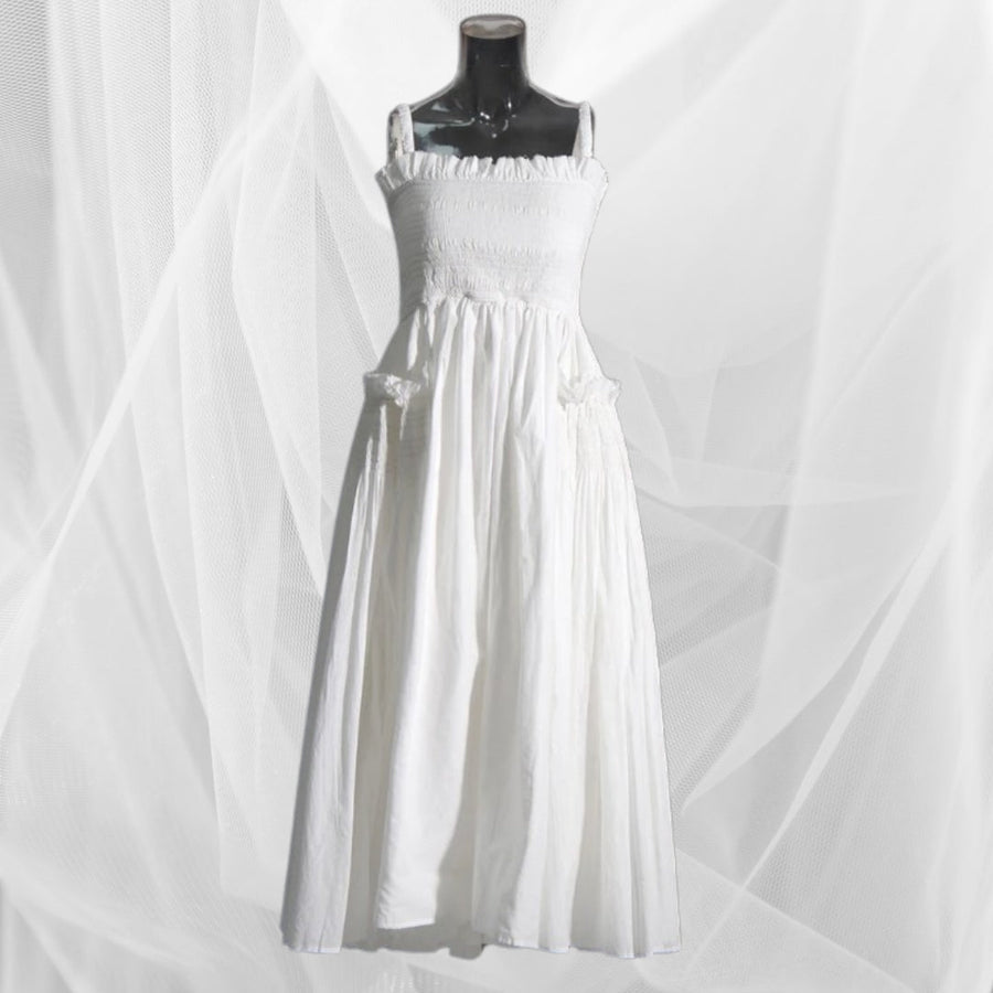 Casual Minimal Goth Marry Me Maxi White Dress-SimpleModerne