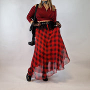 Casual Minimal Goth Maxi Tartan Skirt-SimpleModerne