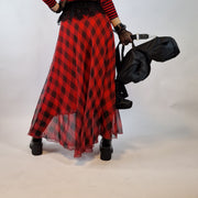 Casual Minimal Goth Maxi Tartan Skirt-SimpleModerne