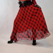 Casual Minimal Goth Maxi Tartan Skirt-SimpleModerne