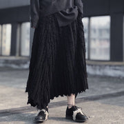 Casual Minimal Goth Pleated Design Maxi Skirt-SimpleModerne