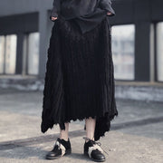 Casual Minimal Goth Pleated Design Maxi Skirt-SimpleModerne