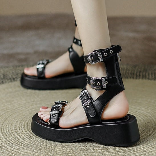 Casual Minimal Goth Rivet Sandals-SimpleModerne