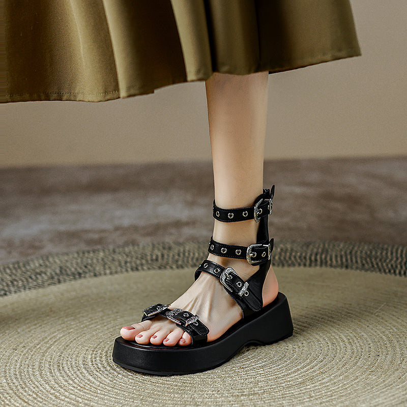 Casual Minimal Goth Rivet Sandals-SimpleModerne