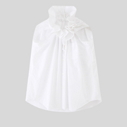 Casual Minimal Goth Ruffled Design White Blouse-SimpleModerne