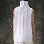 Casual Minimal Goth Ruffled Design White Blouse-SimpleModerne