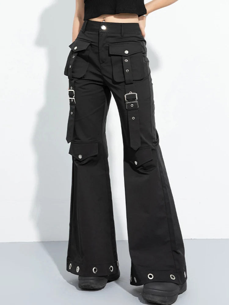 Casual Minimal Goth Trendy Cargo Trousers-SimpleModerne