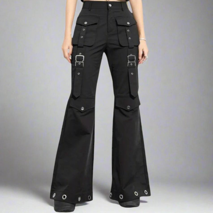 Casual Minimal Goth Trendy Cargo Trousers-SimpleModerne