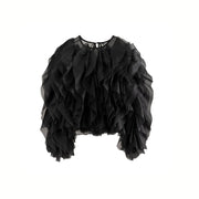 Chic Fluffy Black Blouse-SimpleModerne