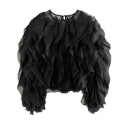 Chic Fluffy Black Blouse-SimpleModerne