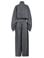 Chic Two Piece Washed Denim Set-SimpleModerne