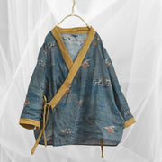 Cotton & Linen Kimono with Vintage Print-SimpleModerne