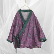 Cotton & Linen Kimono with Vintage Print-SimpleModerne