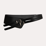 Double Buckle Detail Belt - Wide Statement Belt with Adjustable Fit-SimpleModerne