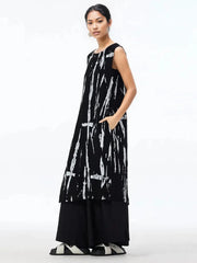 Elegant Sleeveless Asymmetrical Maxi Shirt - Black-SimpleModerne